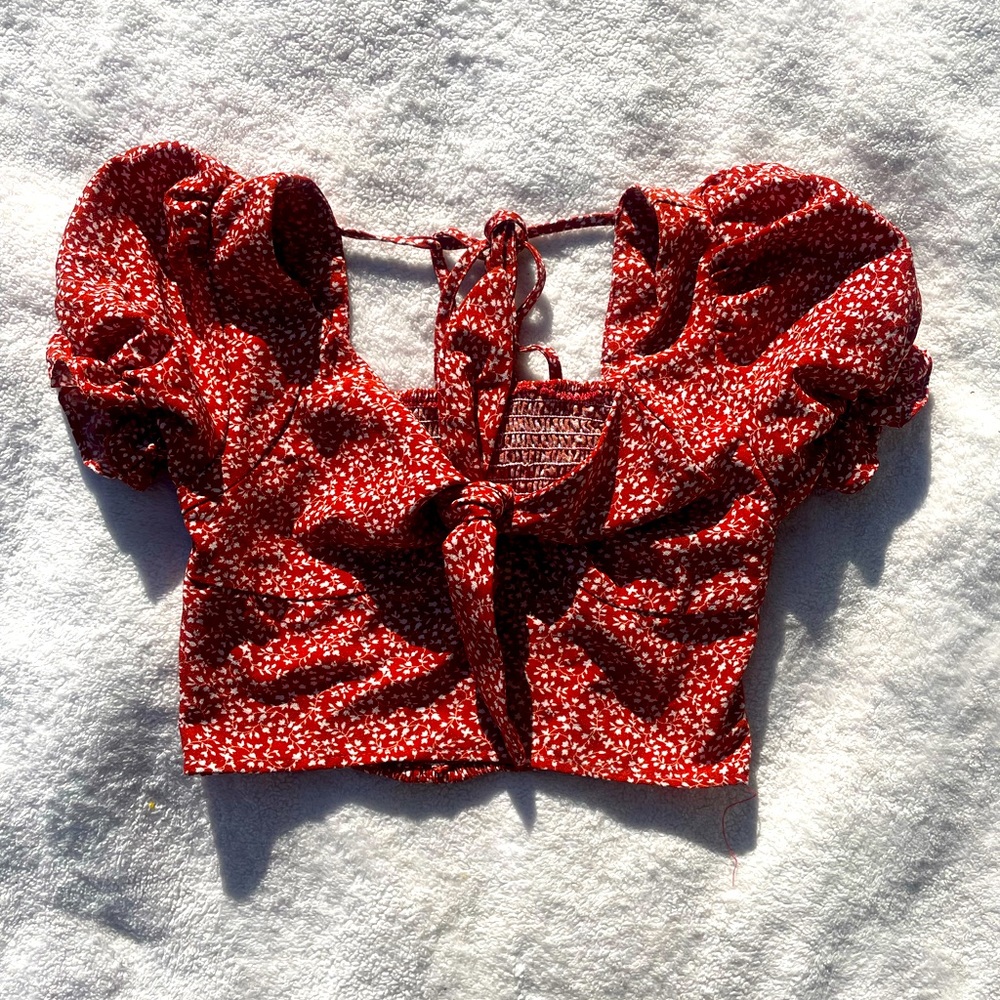 Front-Tie Floral Top